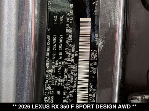 New 2026 Lexus RX 350 F Sport w/ Convenience Package AWD/4WD image 19