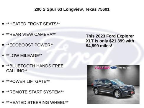 Certified 2023 Ford Explorer XLT w/ Equipment Group 202A RWD image 10