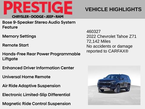 Used 2022 Chevrolet Tahoe Z71 w/ Z71 Off-Road Package AWD/4WD image 4