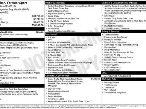 Certified 2026 Subaru Forester Sport w/ Sport Package image 13