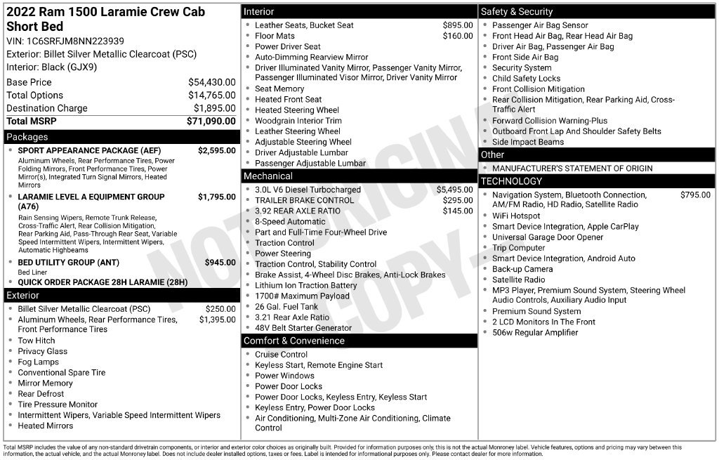 Used 2022 RAM 1500 Laramie w/ Sport Appearance Package AWD/4WD image 38