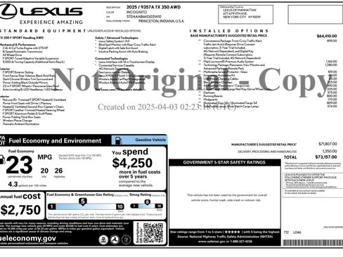 Used 2025 Lexus TX 350 AWD w/ Technology Package image 58