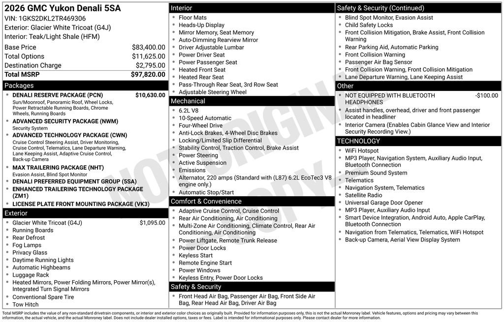 New 2026 GMC Yukon Denali w/ Denali Reserve Package AWD/4WD image 43