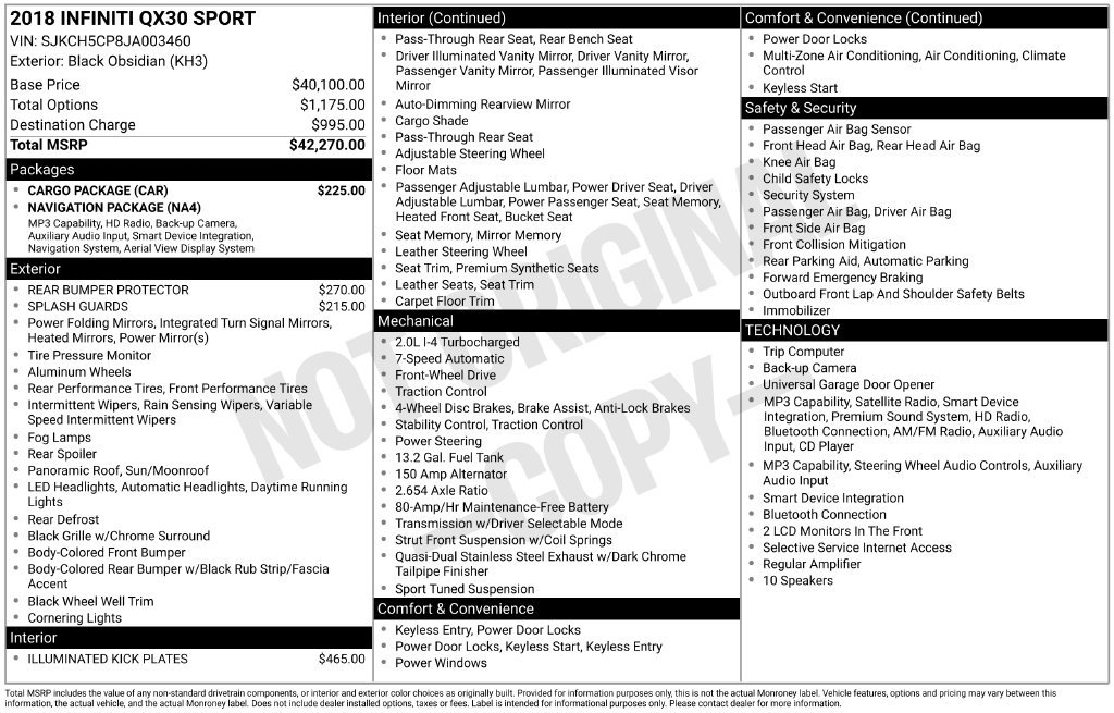 Used 2018 INFINITI QX30 Sport w/ Cargo Package FWD image 19