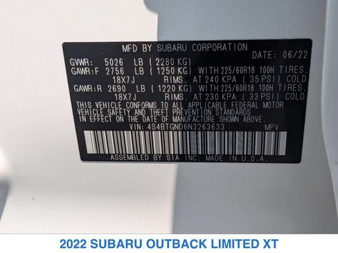 Certified 2022 Subaru Outback Limited XT AWD/4WD image 32
