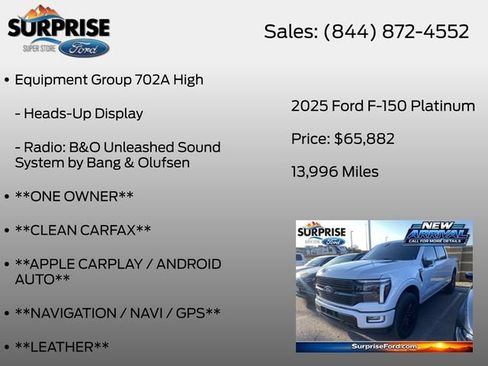 Used 2025 Ford F150 Platinum w/ Equipment Group 702A High AWD/4WD image 13