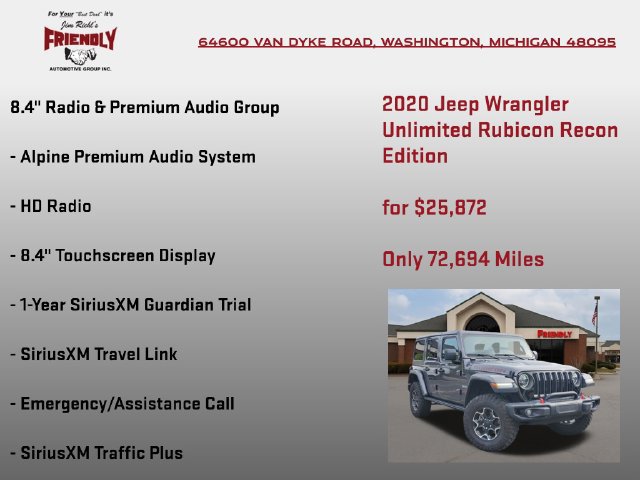 Used 2020 Jeep Wrangler Unlimited Rubicon w/ Quick Order Package 28Y Recon AWD/4WD image 25