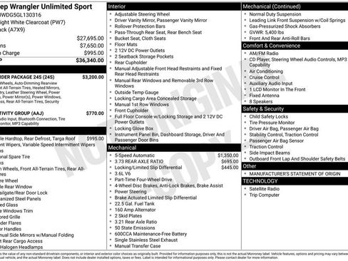 Used 2016 Jeep Wrangler Unlimited Sport w/ Quick Order Package 24S image 36