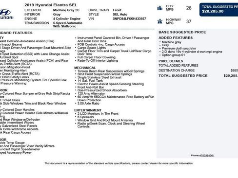 Used 2019 Hyundai Elantra SEL FWD image 3