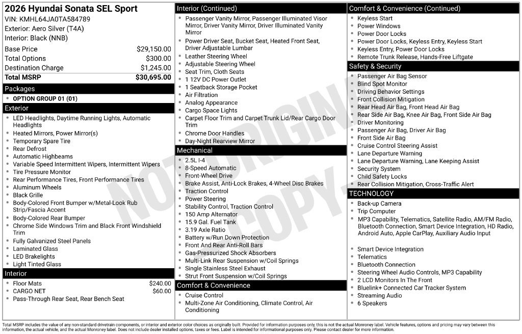 New 2026 Hyundai Sonata SEL FWD image 25