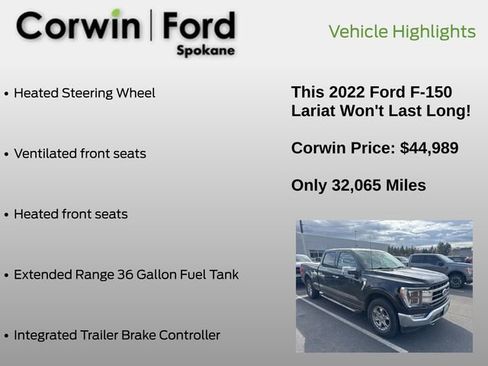 Used 2022 Ford F150 Lariat w/ Equipment Group 502A High image 8