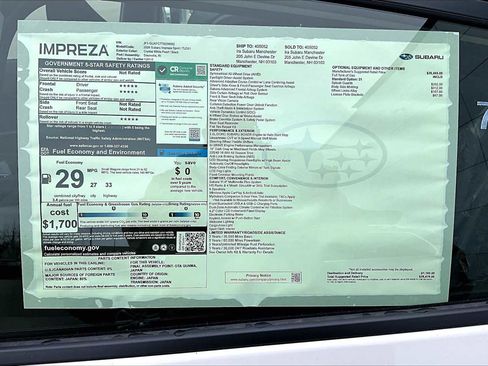 New 2026 Subaru Impreza 2.0i Sport image 18