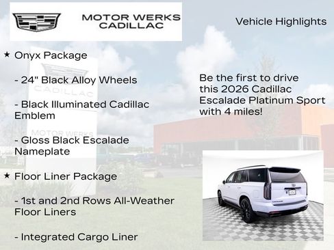 New 2026 Cadillac Escalade Platinum Sport w/ LPO, ONYX Package image 13