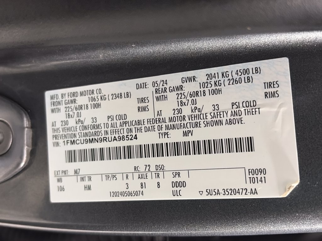 Certified 2024 Ford Escape ST-Line AWD/4WD image 9