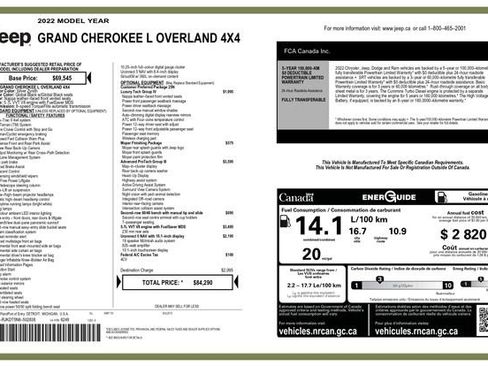 Used 2022 Jeep Grand Cherokee L Overland w/ Advanced Protech Group III image 3