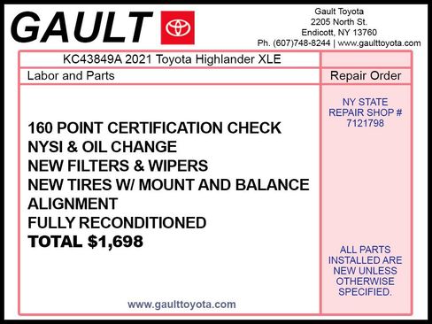 Certified 2021 Toyota Highlander XLE AWD/4WD image 2