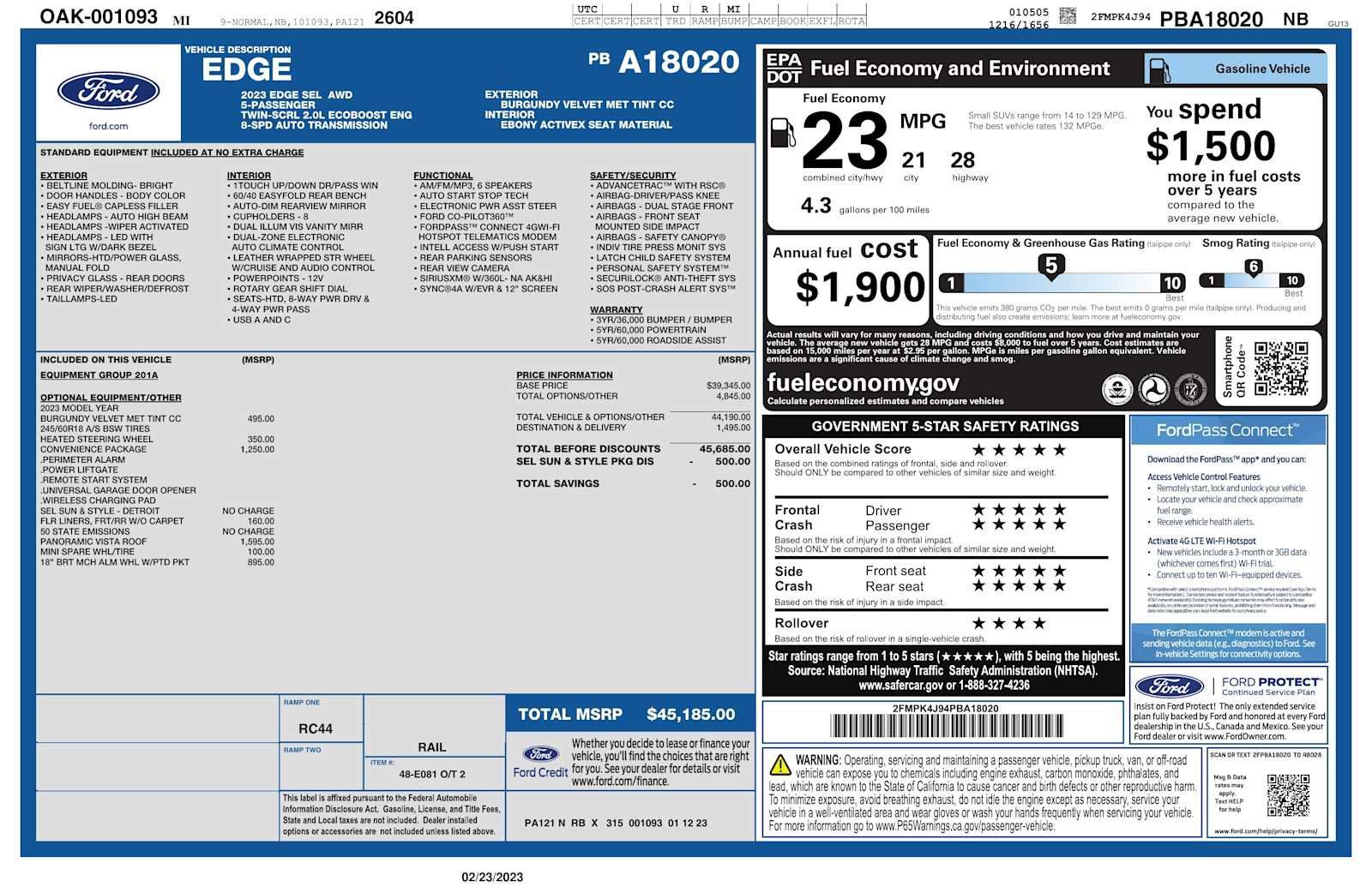 Used 2023 Ford Edge SEL w/ Convenience Package AWD/4WD image 7