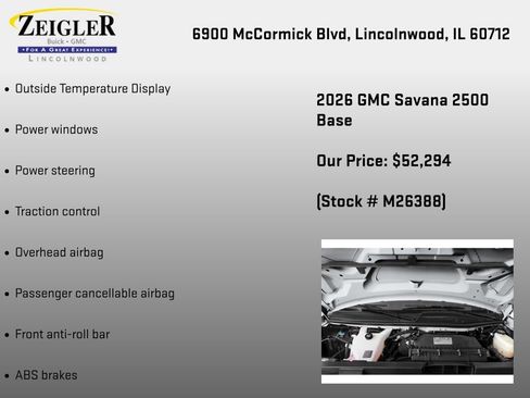 New 2026 GMC Savana 2500 Extended w/ Safety Package RWD image 6