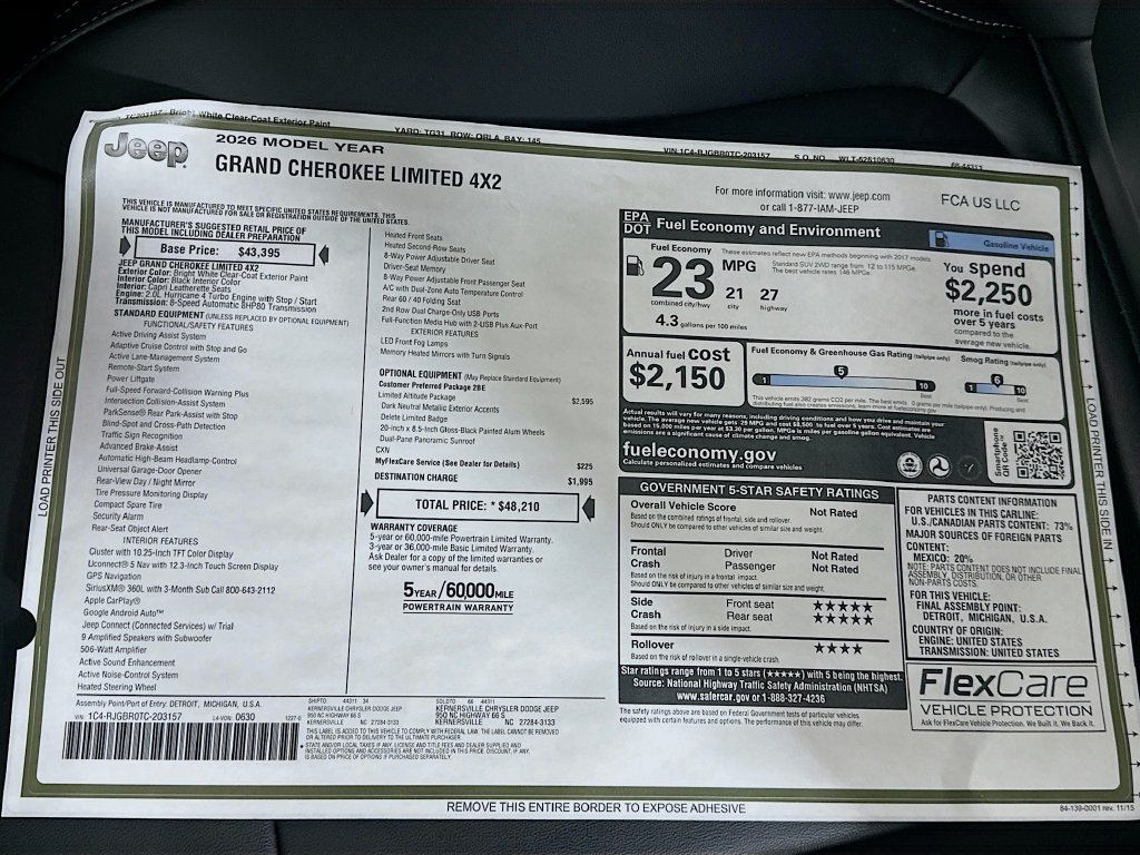 New 2026 Jeep Grand Cherokee Limited w/ Limited Altitude Package RWD image 21