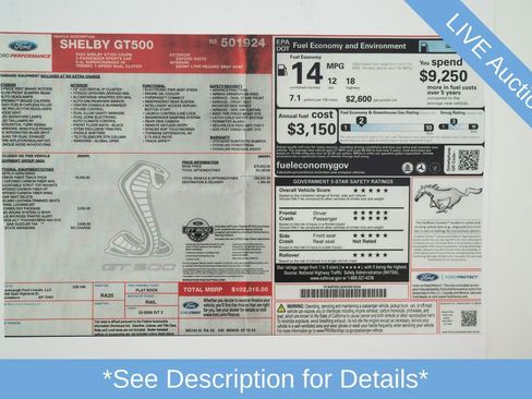 Used 2022 Ford Mustang Shelby GT500 w/ Carbon Fiber Track Pack image 48