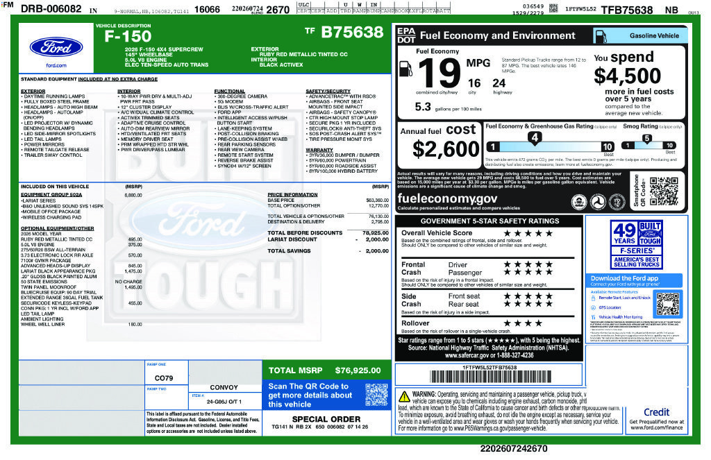 New 2026 Ford F150 Lariat w/ Equipment Group 502A High AWD/4WD image 6