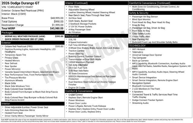 Used 2026 Dodge Durango GT w/ Mopar All Weather Package AWD/4WD image 37