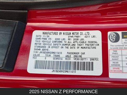 Used 2025 Nissan Z Performance w/ Floor Mat Package RWD image 24