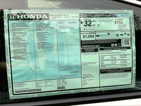 New 2026 Honda Accord LX image 18