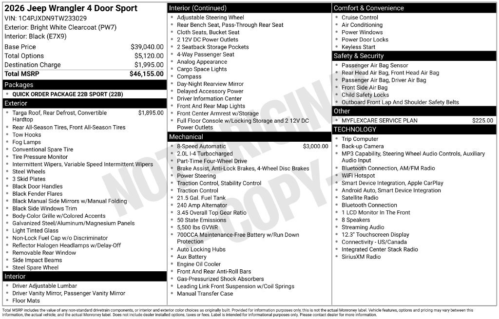 Used 2026 Jeep Wrangler Unlimited Sport AWD/4WD image 2