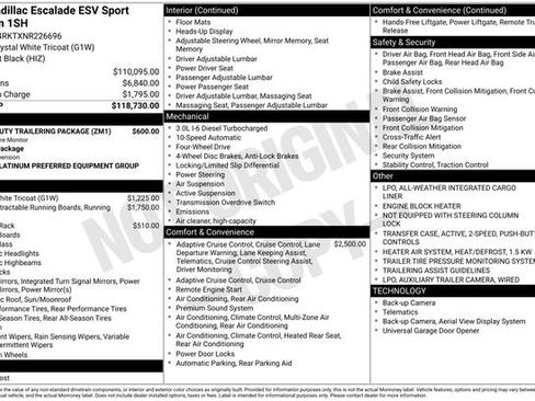 Used 2022 Cadillac Escalade ESV Sport Platinum w/ Heavy-Duty Trailer Package AWD/4WD image 1