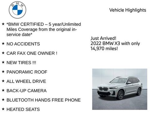 Certified 2022 BMW X3 xDrive30i w/ M Sport Package 2 image 10