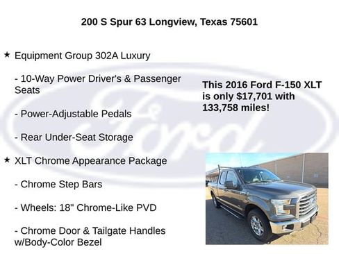 Used 2016 Ford F150 XLT w/ Equipment Group 302A Luxury image 15