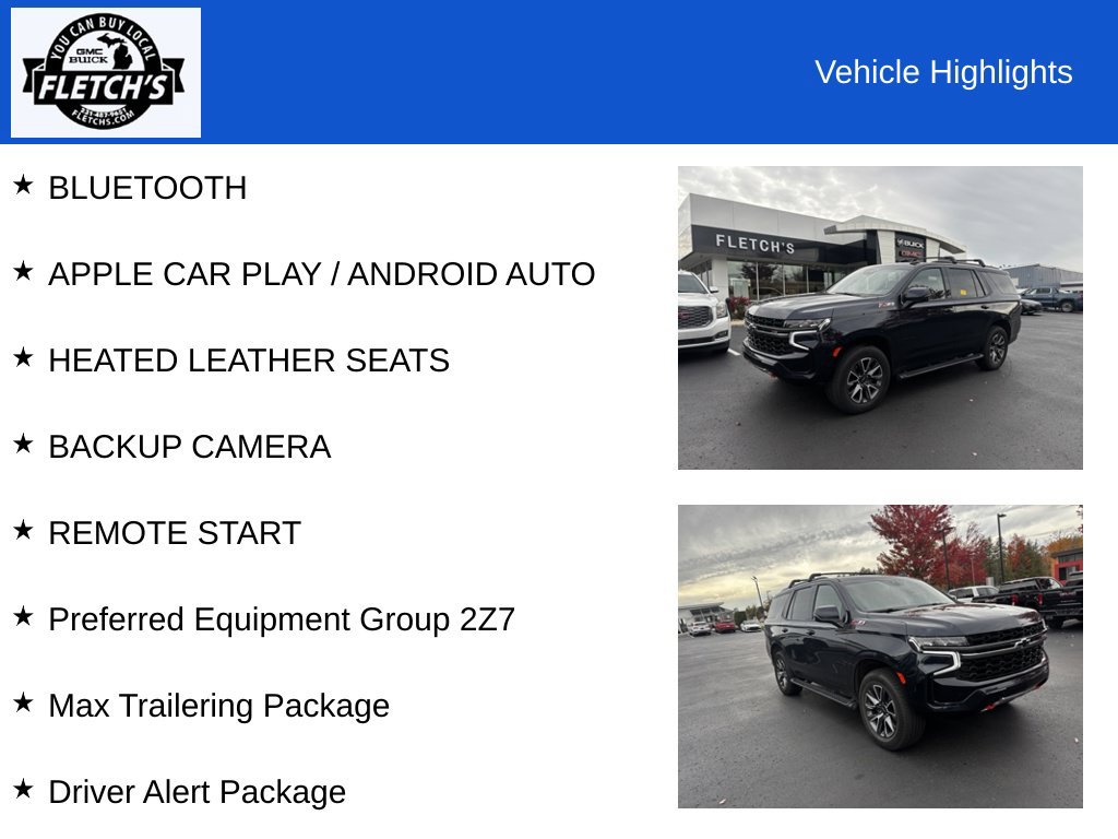 Used 2021 Chevrolet Tahoe Z71 w/ Luxury Package AWD/4WD image 2