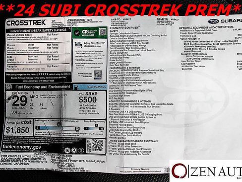 Used 2024 Subaru Crosstrek 2.0i Premium AWD/4WD image 52