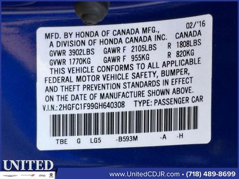 Used 2016 Honda Civic Touring image 33