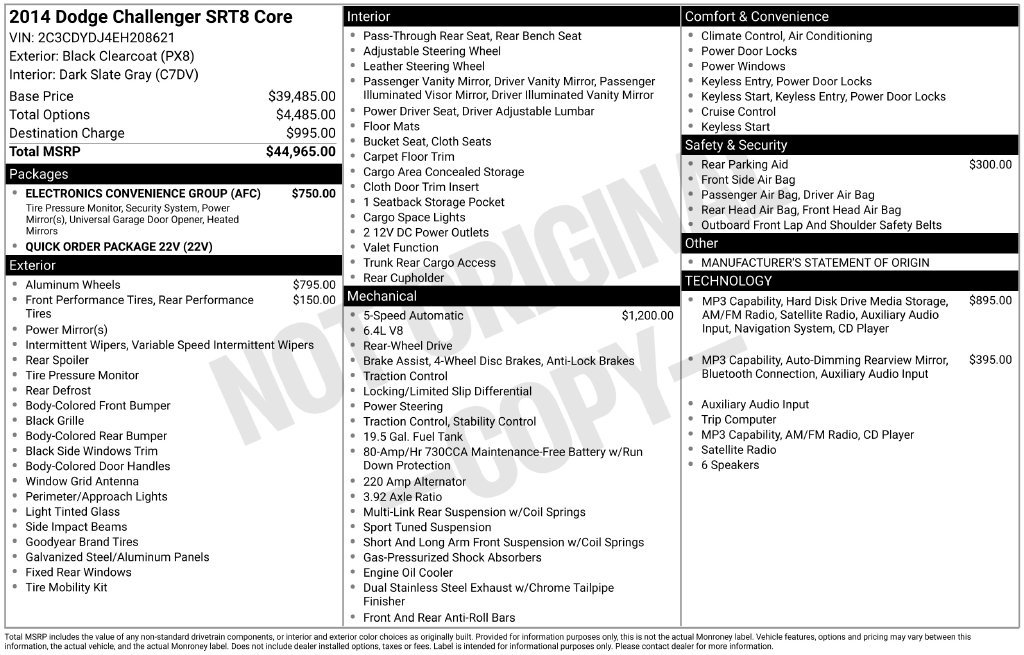 Used 2014 Dodge Challenger SRT8 Core w/ Electronics Convenience Group RWD image 7