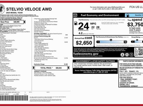 Used 2025 Alfa Romeo Stelvio Sprint w/ Veloce Package AWD/4WD image 23