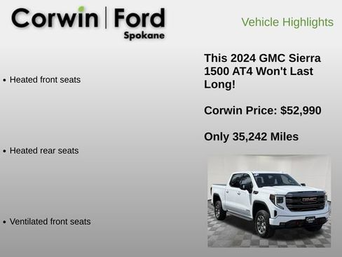 Used 2024 GMC Sierra 1500 AT4 w/ Technology Package AWD/4WD image 12