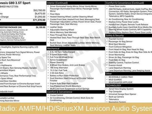 Used 2022 Genesis G80 3.5T Sport w/ Sport Prestige Package image 6