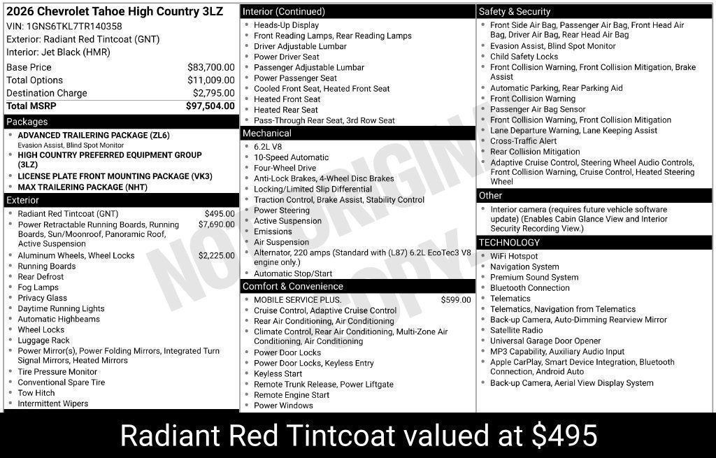 New 2026 Chevrolet Tahoe High Country AWD/4WD image 23