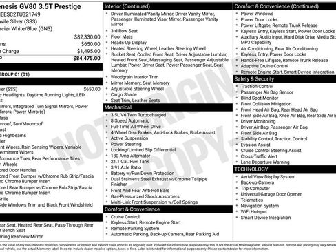 New 2026 Genesis GV80 3.5T Prestige AWD/4WD image 2