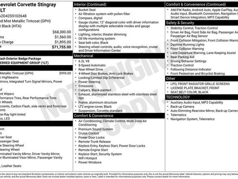Certified 2025 Chevrolet Corvette Stingray Coupe w/ 1LT RWD image 39