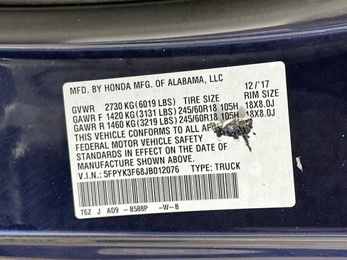Used 2018 Honda Ridgeline RTL-T image 34