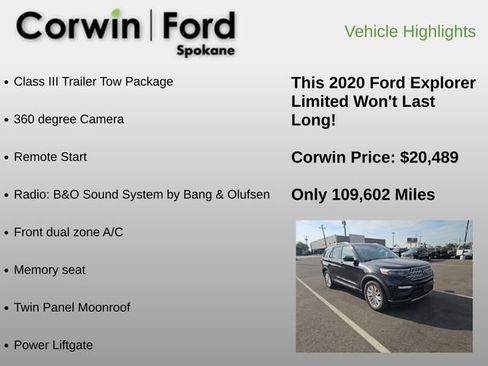 Used 2020 Ford Explorer Limited w/ Class III Trailer Tow Package AWD/4WD image 6