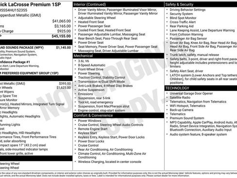 Used 2017 Buick LaCrosse Premium w/ Sights and Sounds Package FWD image 19