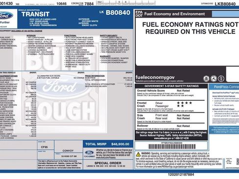 Used 2020 Ford Transit 250 Low Roof AWD w/ Interior Upgrade Package image 10