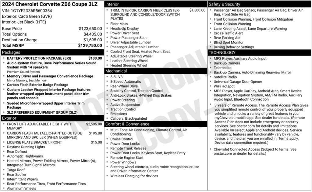 Used 2024 Chevrolet Corvette Z06 w/ Battery Protection Package RWD image 2