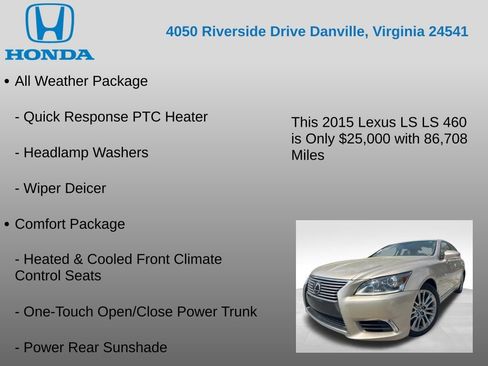 Used 2015 Lexus LS 460 w/ Comfort Package RWD image 7