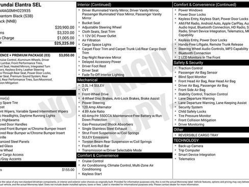 Used 2021 Hyundai Elantra SEL w/ Convenience + Premium Package FWD image 16