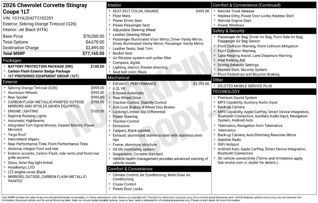 Used 2026 Chevrolet Corvette Stingray Coupe w/ Battery Protection Package RWD image 11
